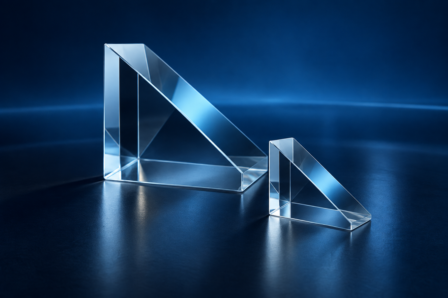 Optical Prisms on a blue background